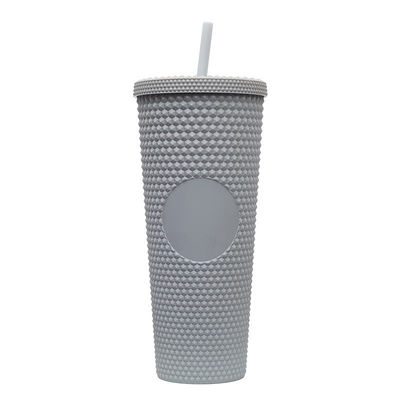 kaufen Doppelwand Isolierung 24oz gefüllter Tumbler Diamant Durian Ananas Kunststoff Matte schwarzer gefüllter Tasse Kaffeetumbler mit Deckel Stroh Modisch online manufacture