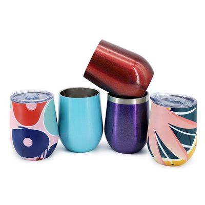 kaufen Eiform 12 Oz Vakuum Isolierter Weintumbler Custom Edelstahl Weintumbler mit undichtem Deckel Halten Sie das Getränk warm kalt 3-6 Stunden rücksichtsvolles Design online manufacture