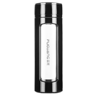 kaufen Elegante tragbare große Kapazität Doppelglas Wasserflasche Tee-Infuser Mehrzweck 400ml Custom LOGO Druck undicht Glasflasche als Geschenk online manufacture