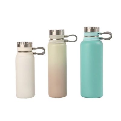 kaufen 500/700/1000ml Wasserflasche aus Edelstahl 1 Liter Silikonband Portable Sport Doppelwand aus Edelstahl Vakuumisolierte Wasserflasche online manufacture