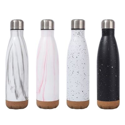 kaufen Cola-förmige Doppelwand Vakuum Isolierte Edelstahl-Wasserflasche 500ml Custom Metall-Wasserflaschen mit Korkboden für Sport online manufacture