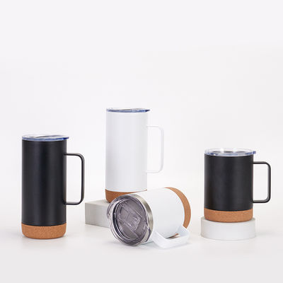 kaufen Lecksicherheit 480ML Gerade Maßgeschneiderte Vakuum Isolierte Tumbler Geschirrspülmaschine Sichere Edelstahl Kaffeetasse mit Griff Korkenboden Reisemug Universalgröße online manufacture