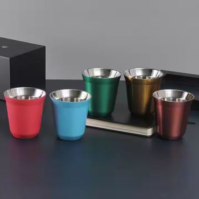 kaufen Mehrfarbige 80 ml 160 ml Kaffeehügel aus Edelstahl Kleine italienische Edelstahl-Doppelwand-Espresso Tassen Perfekte Temperaturhaltung online manufacture