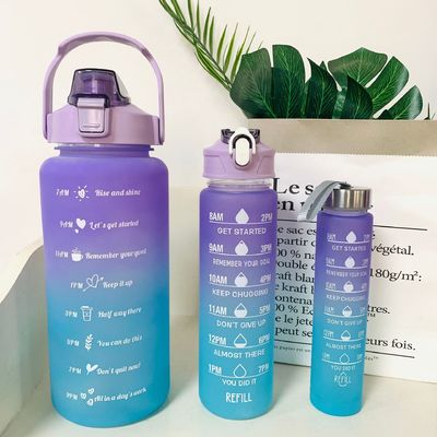kaufen Wasserflaschen 3 Stück Set mit Zeitmarker breitem Mund Leckdicht Sport Fitness Fitness Gym Camping Verschüttungsdicht für Schul Fitness-Enthusiasten Innenraum online manufacture