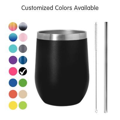 kaufen Wein-Tumbler SS Isolierter 12 Oz-Ständerloser Weinglas mit Schieberdeckel und Metallhalm-Reisekopf online manufacture