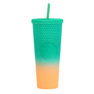 kaufen 24oz gefüllte Kaffeetassen glänzende rosa Eiskäffer mit Deckel wiederverwendbar 24oz Kaffeetassen mit Deckel und Stroh wiederverwendbar Eiskäffer Bling Cup online manufacture