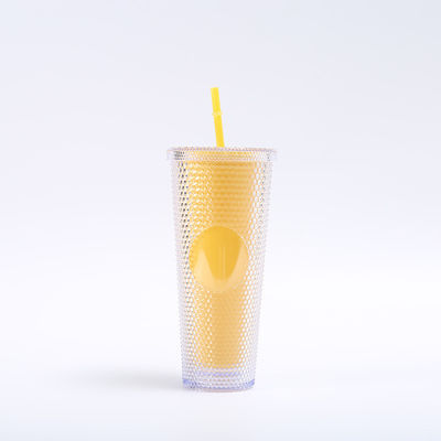 kaufen DIY gefüllte Schüssel mit Deckel und Stroh wiederverwendbar Plastik Acryl-Tasse Doppelmauerte Irisescent Reise Schüssel für Eiskaffee kaltes Wasser Smoothie breiten Mund Verschütterung Proof online manufacture