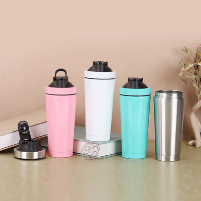 kaufen Tragbare Edelstahl-Shaker Doppelsection Metallprotein-Shaker Flasche mit Skala für Gym online manufacture