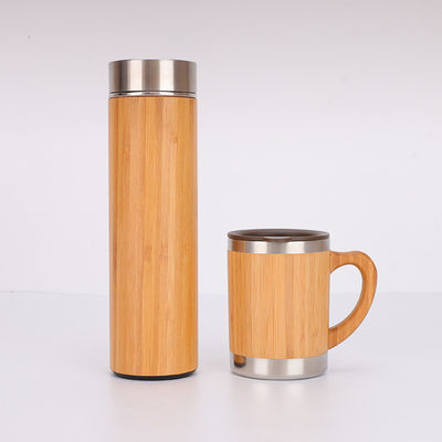kaufen 500ml Custom Logo Bambusfaser Holztrinkflasche mit Filterbecher Vakuumflaschen Wasserflasche mit Bambusdeckel Teeflasche online manufacture