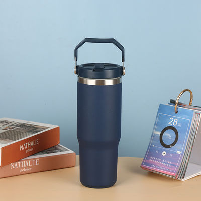 kaufen 30oz Edelstahl-Tumbler Vakuum isolierte Wasserflasche für Büro oder Auto wiederverwendbare Tasse mit Strohleckfestigkeit 12 Stunden kalt oder 2 Tage eingefroren online manufacture
