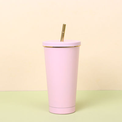 kaufen 24oz großer, wiederverwendbarer, umweltfreundlicher Tumbler mit breit weichem Metallstroh, undichtem Deckel - perfekt für Boba, Smoothies, Kaffee, heiße oder kalte Getränke online manufacture