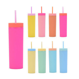 kaufen Schlanke Tumbler mit Deckel und Strohhalmen, 6er-Pack, 16oz, matte Pastellfarben, schlanke, doppelwandige, schlanke Acryl-Kunststoff-Tumbler, lose für kalte und heiße Getränke online manufacture