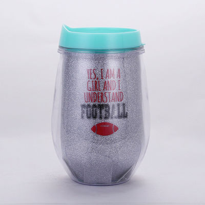kaufen 300ml Doppelschichtige, eiförmige Kunststofftasse mit U-förmigem Strohhalm, inklusive Strohhalm für PET-Glitzer online manufacture