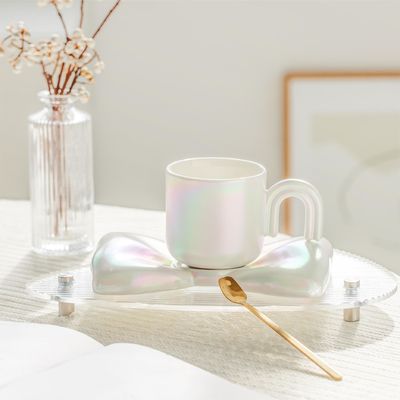 kaufen Stilvolle und funktionale Keramikbecher mit U-förmigen Griffen und galvanisierter Perlglanzglasur, perfekt für Zuhause oder Büro online manufacture