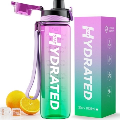 kaufen Tritan 32 Oz Motivations-Wasserflasche, BPA-frei, 5507501000ML, Sport-Zeit-Tracker-Wasserflasche, weiter Mund, auslaufsicher, modisch als Geschenk für Weihnachten online manufacture