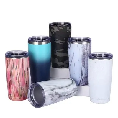 kaufen Exquisite Design Edelstahl 20 Oz Tumbler Großhandel mit Deckel und Stroh Farbpulver beschichtet Wein Tumbler Doppelwand Vakuum Isoliert leicht zu reinigen Online-Herstellung