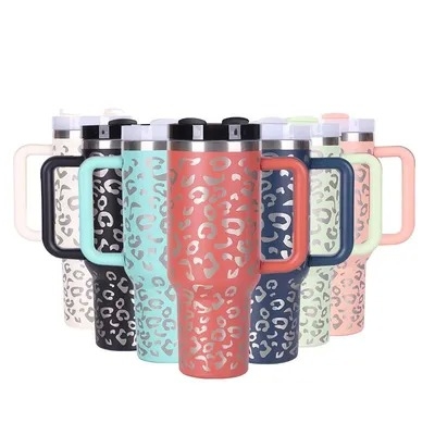 kaufen Eco-Friendly 40 Oz Edelstahl Tumbler mit Griff Isoliert Einfache Moderne Leopard Tumbler 1200ml Portable Große Kapazität passt in die meisten Autokupfhalter Online-Herstellung
