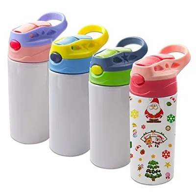kaufen 12oz Sublimation Blanks Sippy Cup Sublimation Tumblers für Kinder Edelstahl Isolierte Kleinkind Wasserflasche mit undichtem Strohdeckel und Griff online manufacture