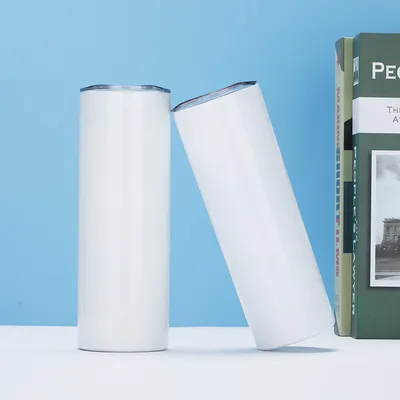 kaufen Schlanke 20 Oz Gerade Edelstahl Weiß Tumbler mit Metallstroh für die Druckmaschine Hitzepresse Online-Herstellung