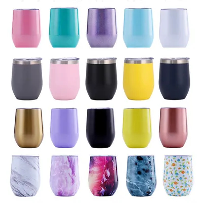 kaufen 12 Oz isolierter Wein-Tumbler mit Deckel und Stroh Edelstahl Online-Herstellung