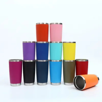 kaufen Reisekoffeeschale 20 Oz Isolierte Tasse mit Deckel Edelstahl Becher für heiße und kalte Getränke Pulver gelb beschichtet Online-Herstellung