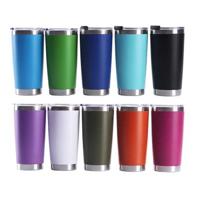 kaufen Großhandel 20oz Doppelwand Vakuum Isolierter Tumbler Edelstahl Auto Reisen Kaffeebecher mit Deckel Online-Herstellung