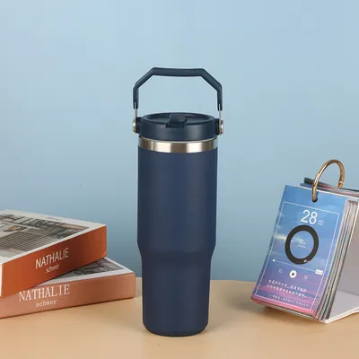 kaufen 30oz Edelstahl-Tumbler Vakuum isolierte Wasserflasche für Büro oder Auto wiederverwendbare Tasse mit Strohleckfestigkeit 12 Stunden kalt oder 2 Tage eingefroren online manufacture