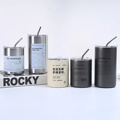 kaufen Kaffeetasse aus Edelstahl mit Deckel und Stroh Online-Herstellung