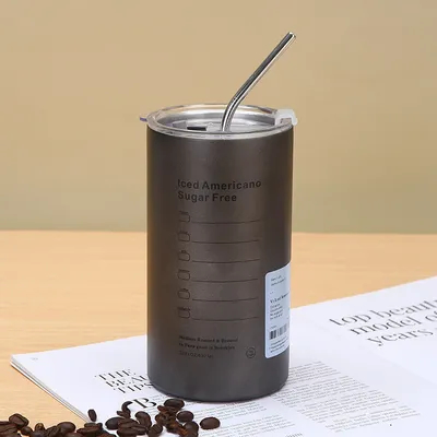 kaufen Kreativer Eis-Amerikaner Isolierter Kaffeebecher, Edelstahl-Tumbler mit Deckel und Stroh Reisekoffeebecher für Männer Frauen Online-Herstellung
