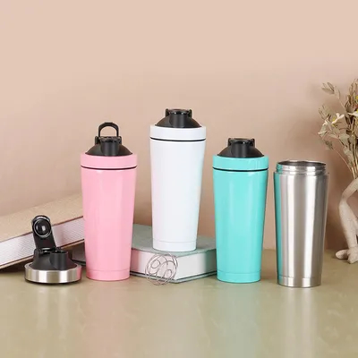 kaufen Tragbare Edelstahl-Shaker Doppelsection Metallprotein-Shaker Flasche mit Skala für Gym online manufacture