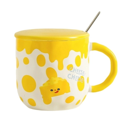 kaufen Süße Käse-Cartoon-Keramik-Tasse Paar-Student Trinkbecher kreativer Blumenbecher Büro-Kaffee-Tasse online manufacture