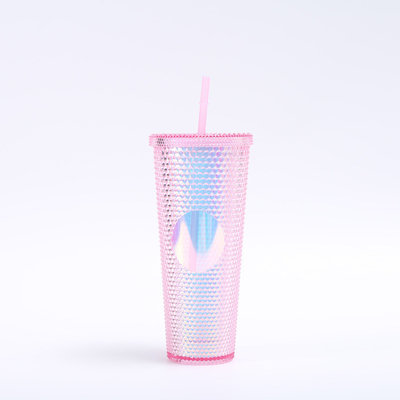 kaufen Irisescent gefüllter Doppelwand-Kunststoff-Tumbler mit Deckel Stroh für DIY-Anpassung Eiskäfe Wasser BPA-frei Online-Herstellung