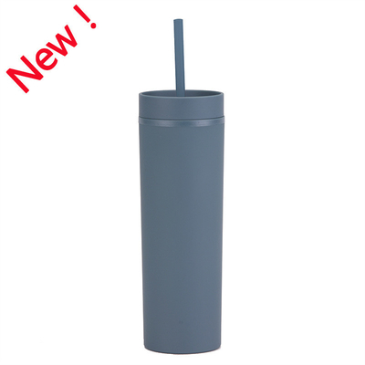kaufen Schlanker Tumbler mit Deckel und Strohhalmen 16oz Matte Tieferrot Bulk Wiederverwendbar Pastell Acryl Doppelwand Plastik Tumbler für kalte heiße Getränke Kaffee DIY Online-Herstellung