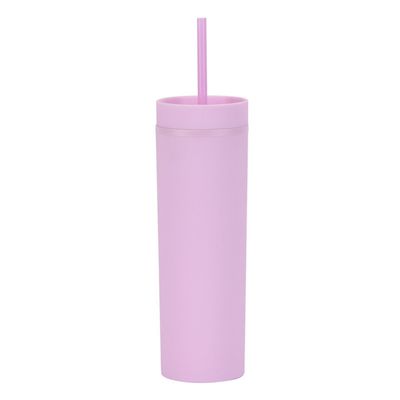 kaufen 16oz Kunststoff Skinny Tumbler mit Deckel und Strohhalm, 4er-Pack, isoliert, doppelwandig, BPA-frei, mattiertes Acryl, wiederverwendbarer Partybecher Online-Herstellung