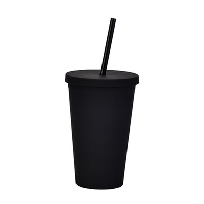 kaufen Leichtgewichtiges, persönlich angefertigtes, schwarzes, mattes, Kunststoff-Boba-Becher, 16 Oz, Kunststoff-Tumbler mit Deckel und Stroh, doppelte Wandkonstruktion, 100% BPA-frei. online manufacture