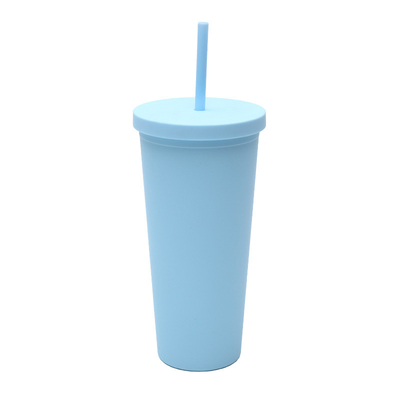 kaufen 710 ml Doppelwand-Plastik-Tumbler Massenmasse wiederverwendbar schlank 24 Oz Acryl-Tumbler mit Deckel und Stroh für Wasser Kaffee mit Eis Tee Weicher Touch Finish online manufacture