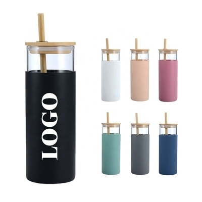 kaufen Individuell angefertigte transparente 500ml Glasflasche Wiederverwendbare Glasflasche mit Silikonhülse und Stroh als Geschenk für Mitarbeiter Freunde Kollegen online manufacture