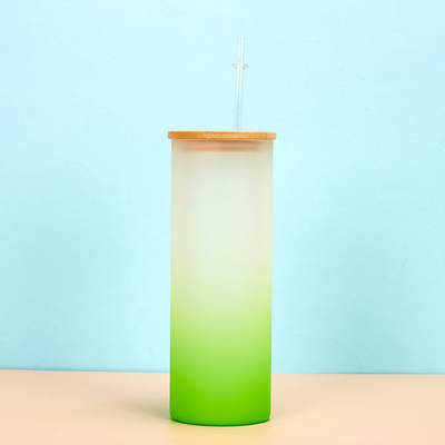 kaufen 360/480ML 2Pack 16oz Glas Wasserflasche Gradient Frostglas Sublimation Wasserflasche mit Bambusdeckel Leichtgewicht Hohe Haltbarkeit online manufacture