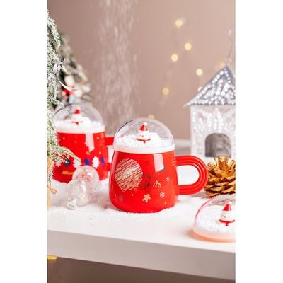 500ml 16oz BPA-freies Deckel Feiertags Schneeball Kaffeebecher Custom Keramikbecher mit Weihnachtsmann und Weihnachtsbaum Design Komfortabler Griff Mikrowellenkasten