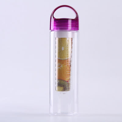 Leckdichte 700 ml 800 ml Wasserflasche Mautdruck BPA-frei Isolierter Fruchtinfuser Wasserflasche 32 Oz Perfekt für Outdoor-Reisen Einfach zu reinigen und zu montieren