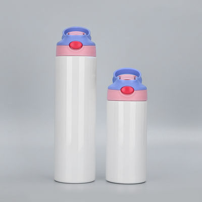 12oz Kids Skinny Tumbler Edelstahl Sublimation Blank Tumbler mit einem Klick Pop Up Stroh und Handgriff Sublimation Tassen für Getränke Gummi Boden und Schrumpffilme DIY Geschenk