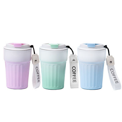 16 Oz Reisekoffeebecher verschüttungssicher isolierter Kaffeebecher aus Edelstahl mit Deckel und Silikon, Doppelwand-Vakuum-Reise-Kaffee-Tumbler, Becherhalter freundlich wiederverwendbarer Thermos-Lilac