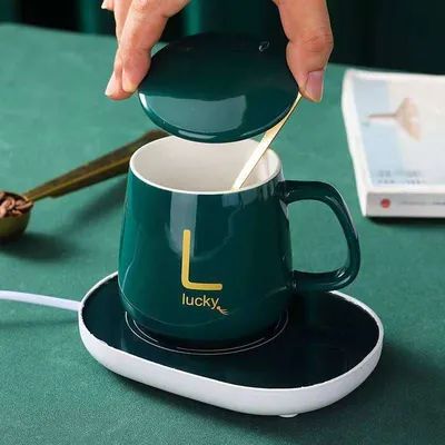 Personalisierung Stilvolle 420ml Keramik Espresso Tassen Keramik Kaffeetasse mit Deckel und Griff und beheizte Basis 420ml USB-betrieben angepasste Farben Designs