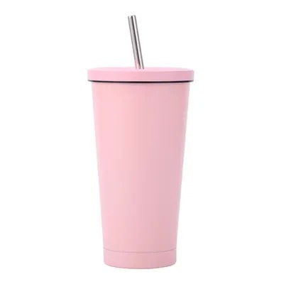 Isolierter Tumbler mit Deckel und Stroh, Edelstahl Vakuum Isolierter Tumbler Eeps kalt für 24 Stunden, 100% undicht passt in den Autokupfhalter