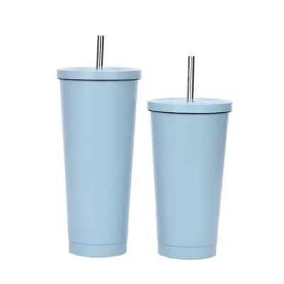 Tragbare 500 ml 750 ml personalisierte Edelstahl-Tumbler mit Stroh Doppelwand Isolierter Trink-Tumbler Mehrzweck-Tumbler leicht zu reinigen und zu warten