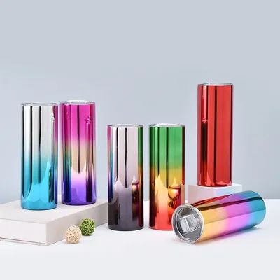 600 ml Rot Metall Getränke Ware Custom 20 Oz Edelstahl Tumbler Skinny Sublimation Wein Tumblers Executive Spiegel Chrom Wasserbecher Gerade Körper