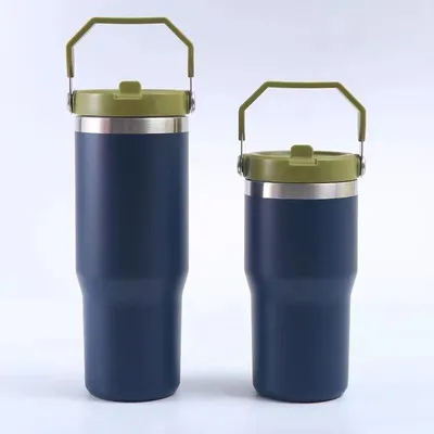 30oz Tumbler mit Strohdeckel Vakuum versiegelt isolierte Tasse wiederverwendbare Edelstahl Wasserflasche Trave für Wasser, Eistee oder Kaffee
