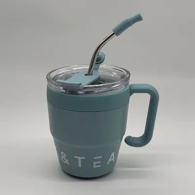 Isolierter Reisemug 1 Stück 480 ml Edelstahl Kaffeetasse mit Strohdeckel Thermosbecher für heiße, kalte Getränke Wasser Tee Milch Büro Outdoor Portable Flasche