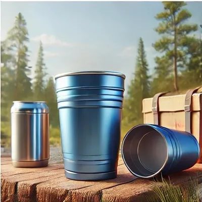 Geschirrspüler sicher 16oz Metallblau Aluminium Campingcup Leichtgewicht Dauerhafte Aluminium Isolierte Tasse Mehrfachverwendbare Aluminium Tassen für den Außenbereich Leichtgewicht