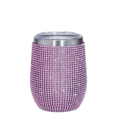 Exquisite 360ml Rhinestone Bling Tumbler Eiform 12 Oz Isolierter Tumbler mit Deckel Vakuum Versiegelte Isolierung kundenspezifische Farbe 9,7*23,2cm